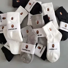 Bape Ape Head Embroidered Japanese-Style Mid-High Sports Socks Thickened & Warm-6750  